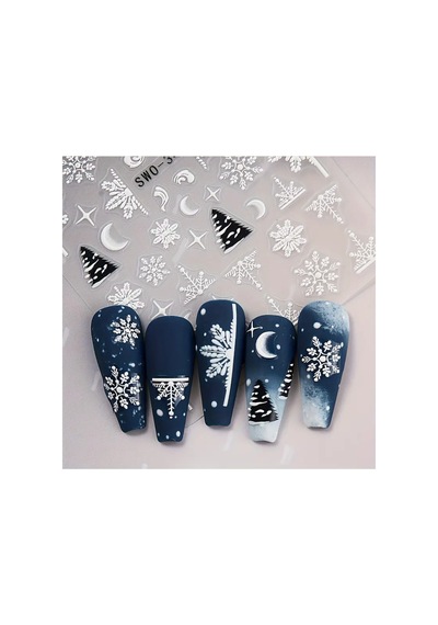 Kurabiye Adam Çam Ağacı Kar Tanesi Noel 3d Tasarım Yapışkan Sticker Tırnak Dövmesi Nail Art