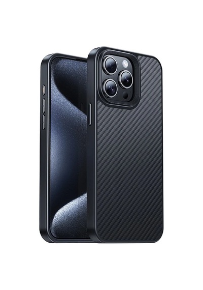 Hoco Apple iPhone Uyumlu iPhone 15 Pro As7 Kevlar Kılıf Manyetik Magsafeli Telefon Kılıfı- 5775 Siyah