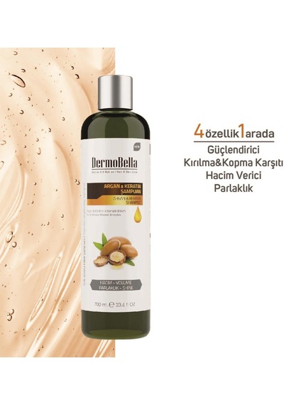 Dermo Bella Argan Ve Keratin Içeren Güçlendirici Ve Hacim Verici Şampuan 700 ML