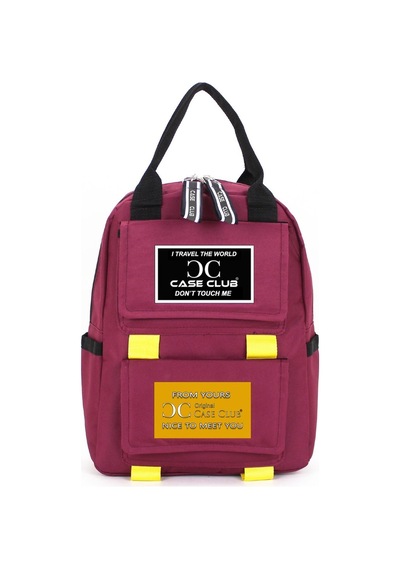 Case Club Okul Sırt Çantası Unisex Su Geçirmez Kumaş Yandan Cepli Bordo