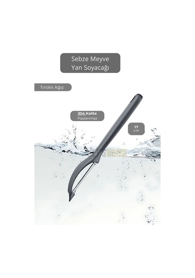 Meyve Soyacağı Paslanmaz Sebze Soyacağı Yan Soyacak Çelik Siyah 17 Cm Siyah