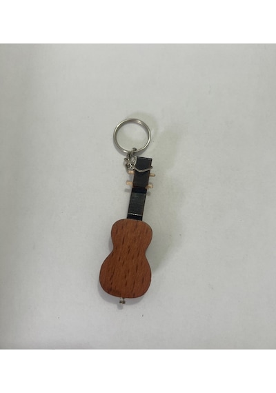 Gitar Ahşap El Yapımı Minyatür Anahtarlık Müzik Aleti Araba Süsü