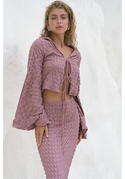 Mai Collection Mai Studios Co. Rania Açık Bordo Gömlek Etek Takım Acık Bordo