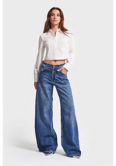 Itsbasic Kadın Koyu Mavi Renk Hera 17w45 Palazzo Fit Bol Kesim Denim Jean