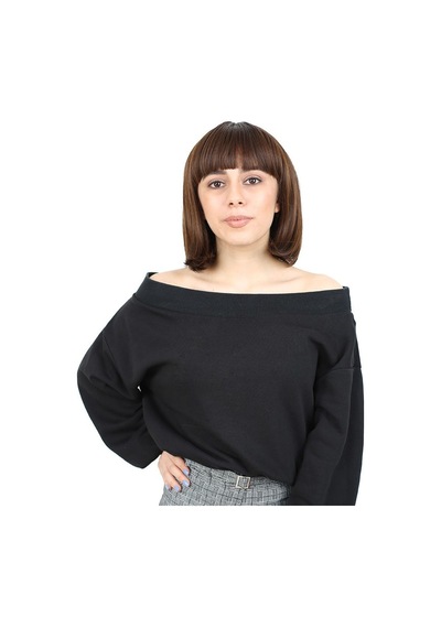 Kısa Küt Perçemli Fiber Sentetik Peruk - Kahve Karamel
