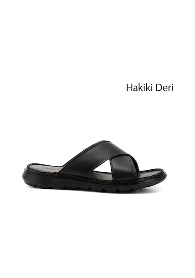 Gönderi(R) Gönderir Siyah Çapraz Bantlı Hakiki Deri Terlik Siyah