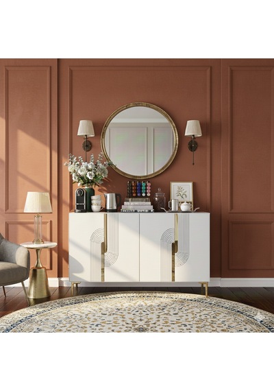 Ka1208bg Meyra120 Konsol, Kahve Köşesi Ve Tv Sehpası Beyaz-gold 120cm Beyaz-gold