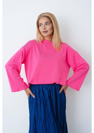Herkesemoda Kadın Tesettüre Uygun Geniş Kollu Body Pembe