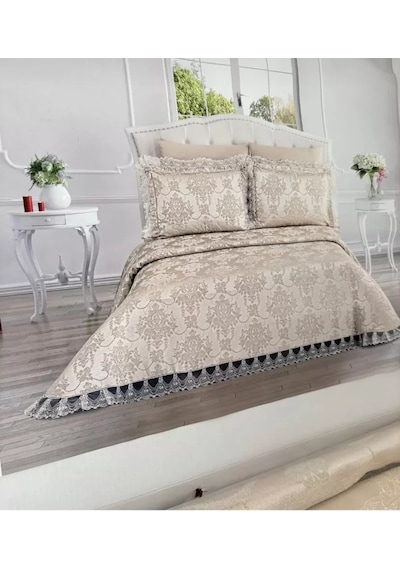 Şönil 3 Parça Çift Kişilik 255x265 Cm Lüx Yatak Örtüsü Seti Çeyizlik Yatak Takımı Çok Renkli