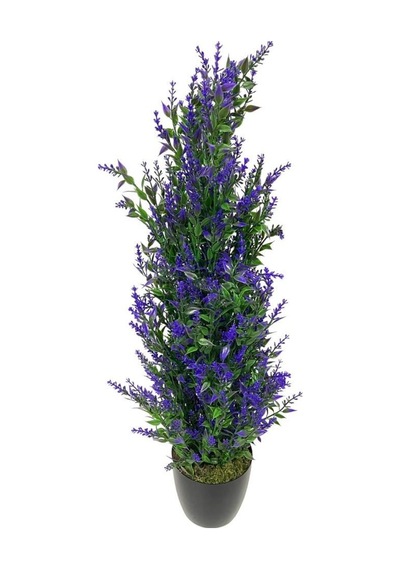 Yapay Çiçek Siyah Saksıda Mor Lavanta Ağacı 55cm