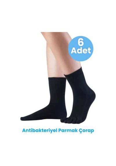 Tezzgelsin Kadın 6'lı Bambu Parmak Çorap 36-44 Numara Siyah
