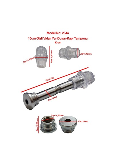 Gizli Vidalı 10cm Duvar Veya Kapı Tamponu Stoperi 5li Paket