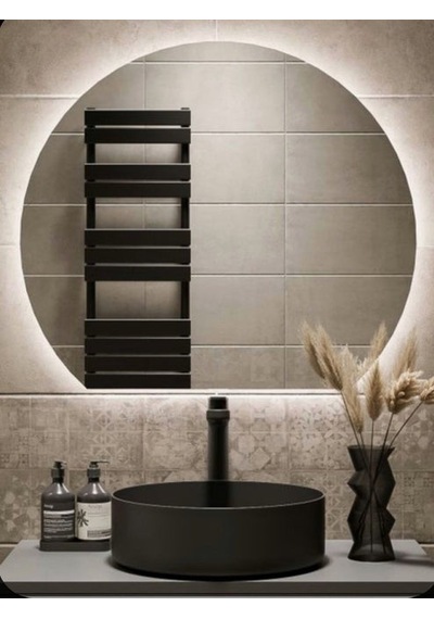 60x76 Cm Modern Yuvarlak Led Banyo Aynası Dokunmatik, Dim Edilebilir, 6500k Beyaz Işık Beyaz