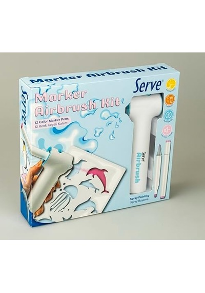 Serve Aırbrush Kıt 12 Keçeli Kalem İle Birlikte