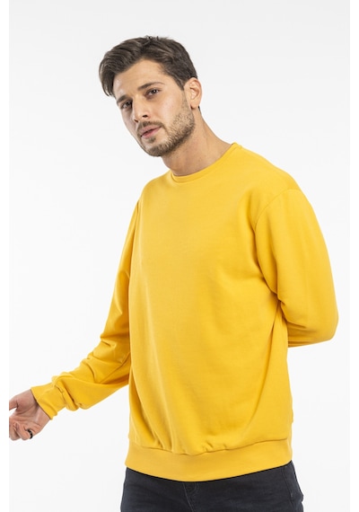 Erkek Bisiklet Yaka Rahat Kalıp 3 İplik İçi Polarlı Kalın Sweatshirt Spr25sw36 Hardal
