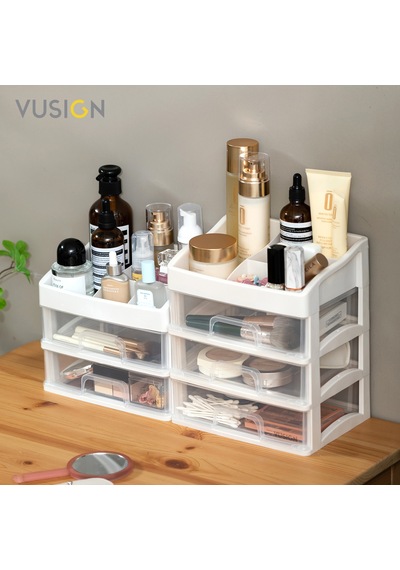 Vusıgn Çekmeceli Kozmetik Organizer Makyaj Düzenleyici Raf 22x16x13 Cm Beyaz