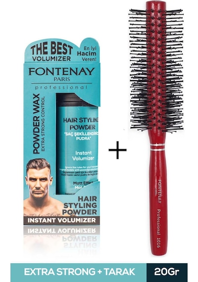 Fontenay Saç Şekillendirici Pudra Toz Wax Mat Effect Mavı 20gr + 1016 Tarak'ı 2'li Set