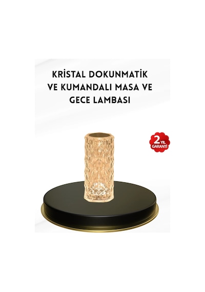 Kristal Tasarımlı Rgb Led Gece Lambası Kumandalı, Renk Değiştiren Dekoratif Işık Altın