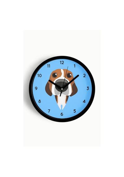 Köpek Tasarım Modern Duvar Saati - Çocuk Odası Duvar Saati - 25cm - Önü Camlı Siyah Kasa-jh1094 Siyah