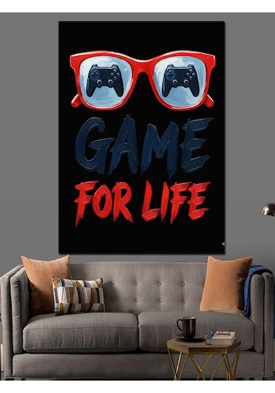 Karizma Tablo Kırmızı Gözlüklü Gamer Posteri Dekoratif Kanvas - Mdf Ahşap Tablo