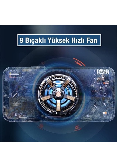 Mıknatıslı Radyatörlü Kablolu Telefon Soğutma Fanı, 9 Bıçaklı Ultra Hızlı Telefon Soğutucu