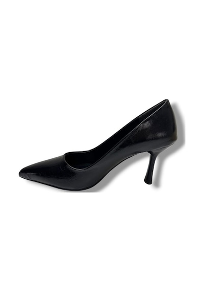 C-shoes 3149-26 Kırışık Rugan Deri Orta Boy İnce Topuk Kadın Stiletto Siyah