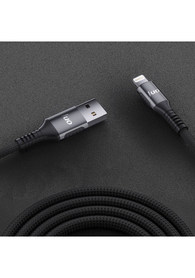 Juo JCBK122-B 12w 2.4a Usb-a To Lightning Apple Uyumlu iPhone iPad Örgülü Hızlı Şarj Ve Data Kablosu 2 M