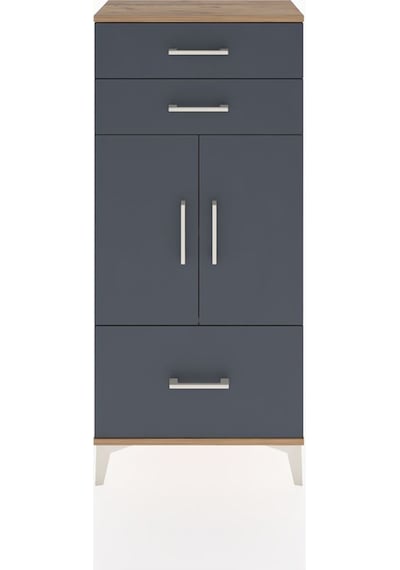 Hyperion Dolap 2 Raflı 3 Çekmeceli 2 Kapaklı 60x44x134 Çam-antrasit Atlas Çam