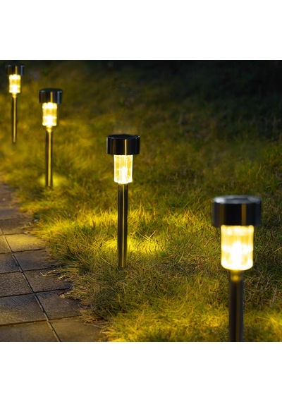 10 Adet Güneş Enerjili Gün Işığı Aydınlatma Led Dekoratif Toprak & Çime Saplama Kazıklı