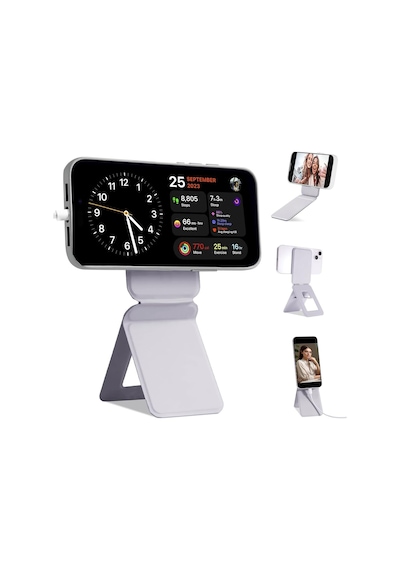 Taşınabilir Mini Telefon Standı Gri Renk Katlanabilir Kartlık Manyetik Özellikli Çok Amaçlı Stand