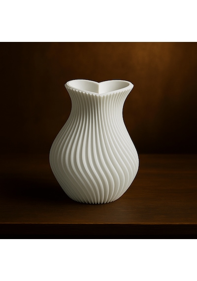 Kalp Şeklinde Vazo. Vazo. 3d Vazo. Plastik Vazo. Kıvrımlı Vazo. Dekoratif Vazo. Beyaz
