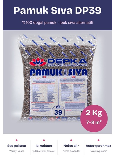 Depka Pamuk Sıva Dp39 2 Kg 7-8 M² İpek Sıva Alternatifi Isı Ve Ses Yalıtımlı Dekoratif Sıva