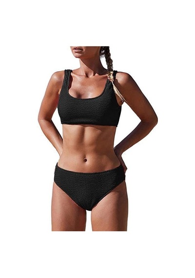 Deep Beach Dokulu Kumaş Çift Askılı Bikini Takım 001