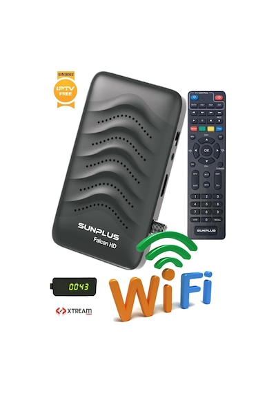 Sunplus Falcon Çanaklı-çanaksız Wi-fi Dahil Full Hd Sınırsız Sinema Paketli Uydu Alıcısı