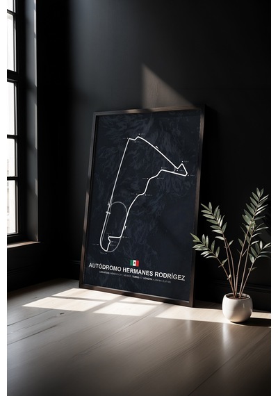 Autódromo H. Rodríguez F1 Pisti Ahşap Çerçeveli Tablo Meksika Gp Poster Siyah