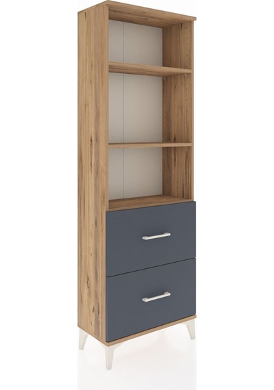 Arges Dolap 3 Raflı 2 Çekmeceli 60x30x182 Çam-antrasit Çam