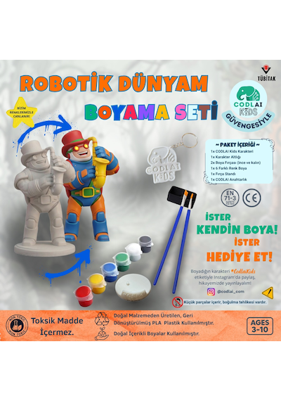 Codlaı Kids Robotik Dünyam 3d Boyama Seti - Çocuklar İçin Eğitici Yaratıcı Oyuncak Boyama Kiti - Müzisyen Robot