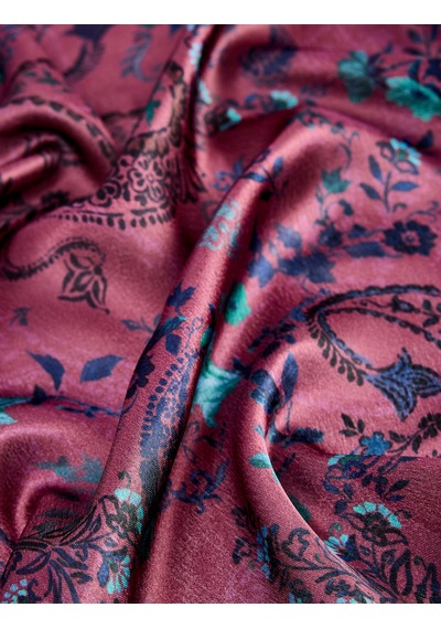 Koton Saten Kumaş Çiçekli Kare Fular Bandana Lila 7wak50080aa