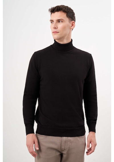 Morven Erkek Siyah Basic Balıkçı Yaka Dynamic Fit Rahat Kesim Triko 26kc017002001 Siyah Siyah