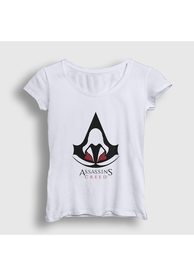 Presmono Kadın Robe Assassin's Creed T-shirt Beyaz