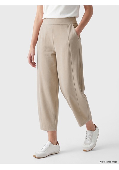 Lcw Vision Bej Beli Lastikli Soft Touch Kadın Pantolon