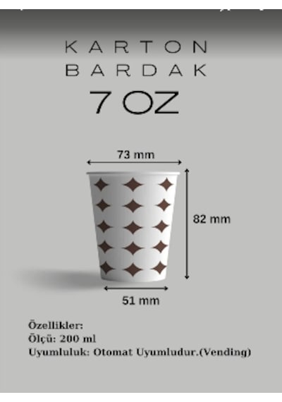 200 Adet Karton Bardak 7 Oz Kullan At Karton Bardak Kağıt Bardak