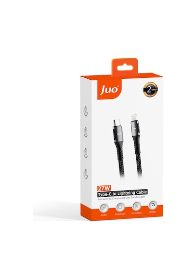 Juo JCBK272-B 27w Usb Type-c To Lightning Örgülü Hızlı Şarj Ve Data Kablosu 2 M