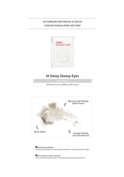 Missha M Dewy Glossy Eyes Parlak ve Işıltılı Görünüm Sunan Göz Farı White Beach