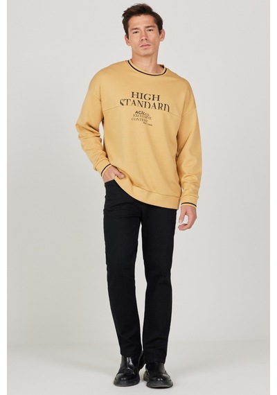 AC&Co / Altınyıldız Classics Erkek Hardal Oversize Bol Kesim Bisiklet Yaka Pamuklu Baskılı Sweatshirt Hardal AC&Co / Altınyıldız Classics Erkek Hardal Oversize Bol Kesim Bisiklet Yaka Pamuklu Baskılı Sweatshirt Hardal