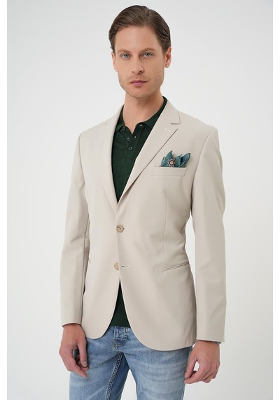 Efor Comfort Fit Çift Yırtmaç Fleto Cep Esnek Pamuk Casual Kum Ceket C 675 Kum