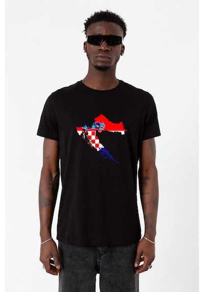 Euro 24 Croatia Siyah Erkek Tshirt Çok Renkli