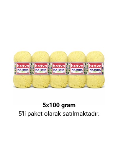 Natura Cotton Açık Sarı 706 Pamuk İplik 100gr 200mt Örgü İpi Amigurumi İpi
