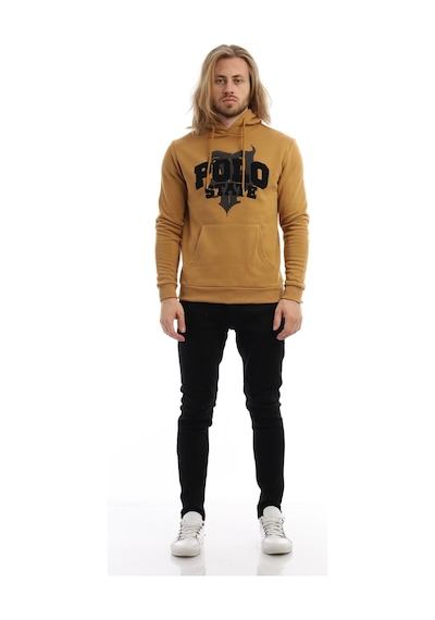 Polostate Erkek Polo State Süzine Nakışlı Kapüşonlu Sweat Kahverengi