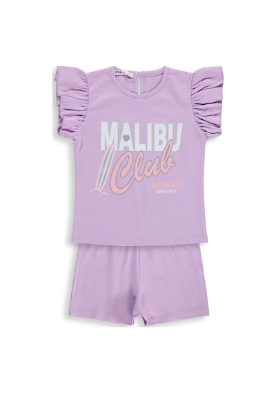 Civil Girls Malibu Baskılı Şortlu 2-5 Yaş Takım - Lila